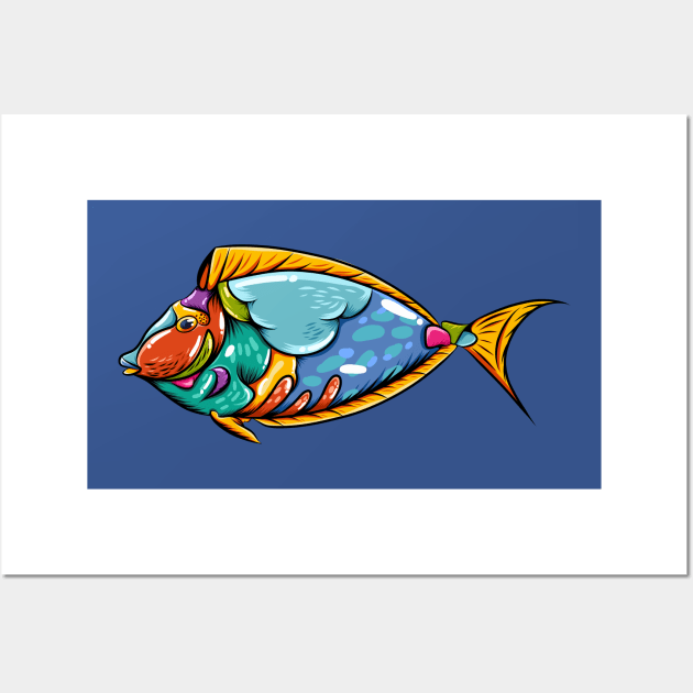 blue tank fish colorful Wall Art by Mako Design 